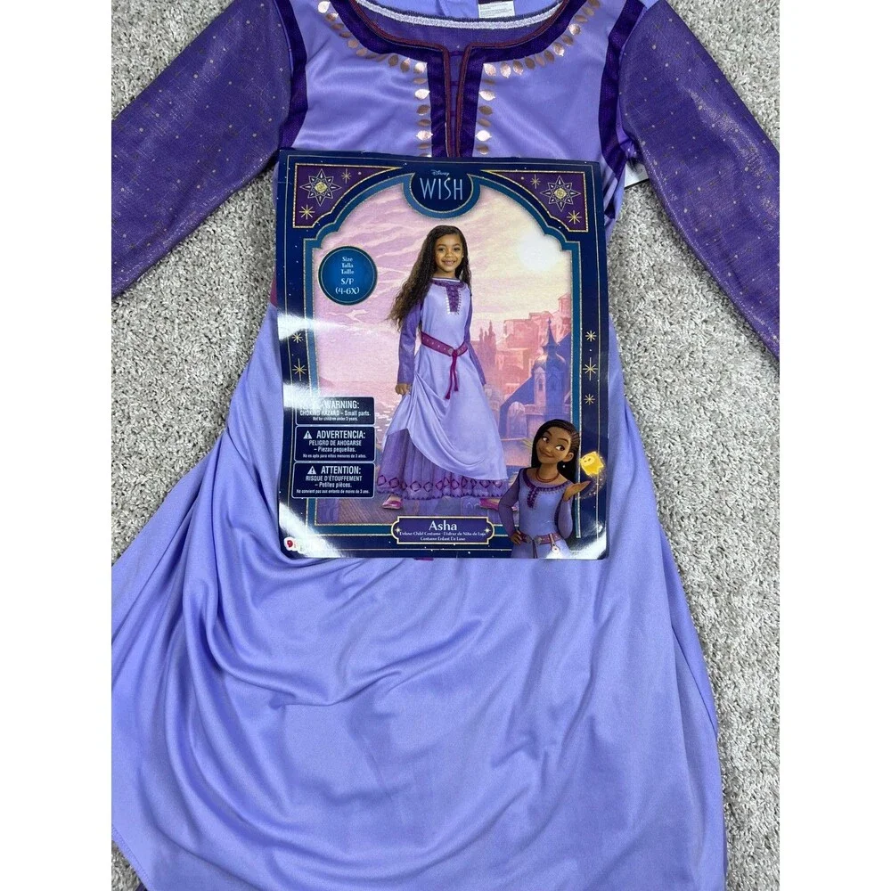 Disney Wish Asha Deluxe Costume Dress Girls Size M 7-8 NWT Purple